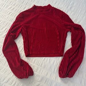 SHEIN Red Ribbed Velvet Crop Top